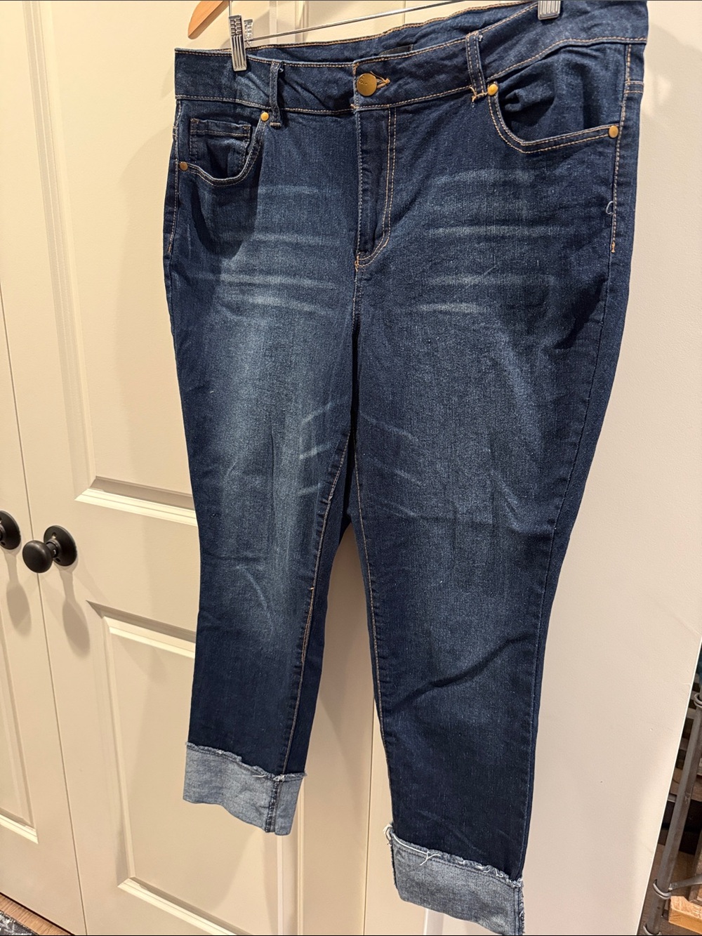 d. jeans Dark Blue Cropped Cuffed Women's Jeans
